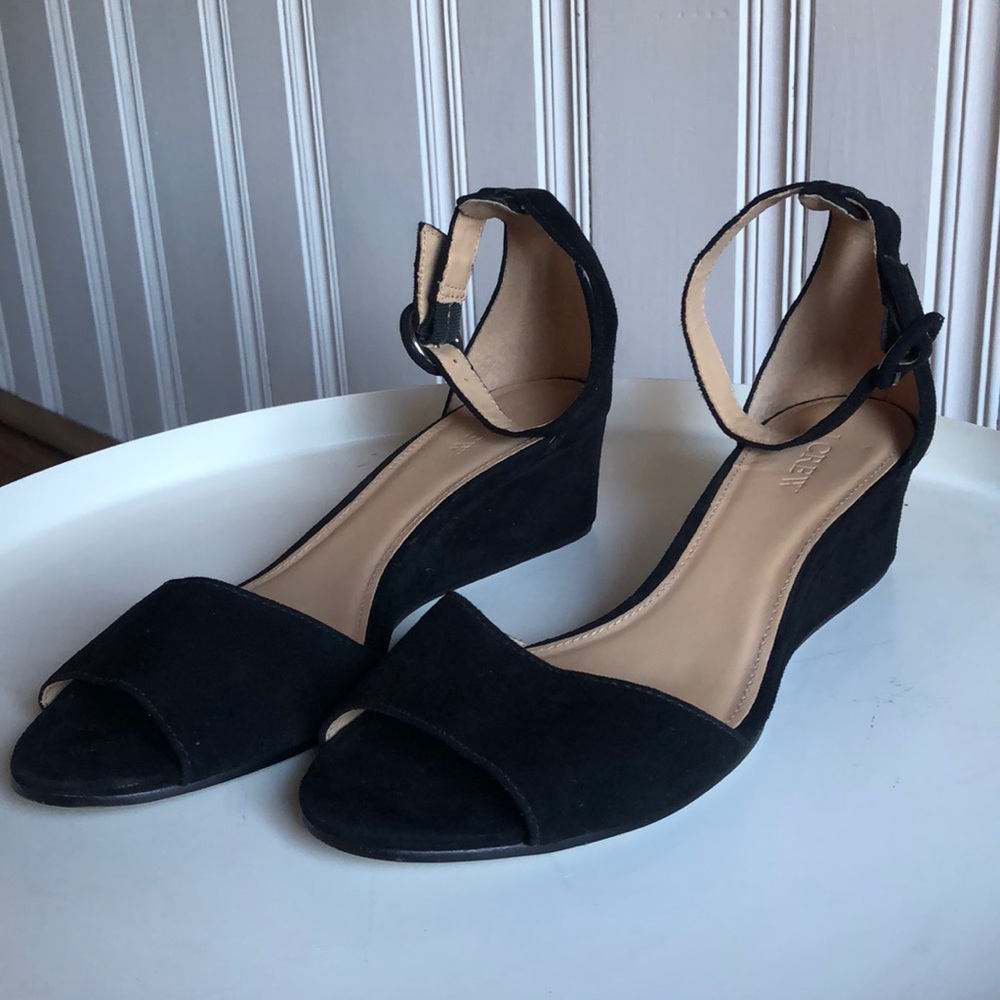 J Crew- Black low wedge sandal